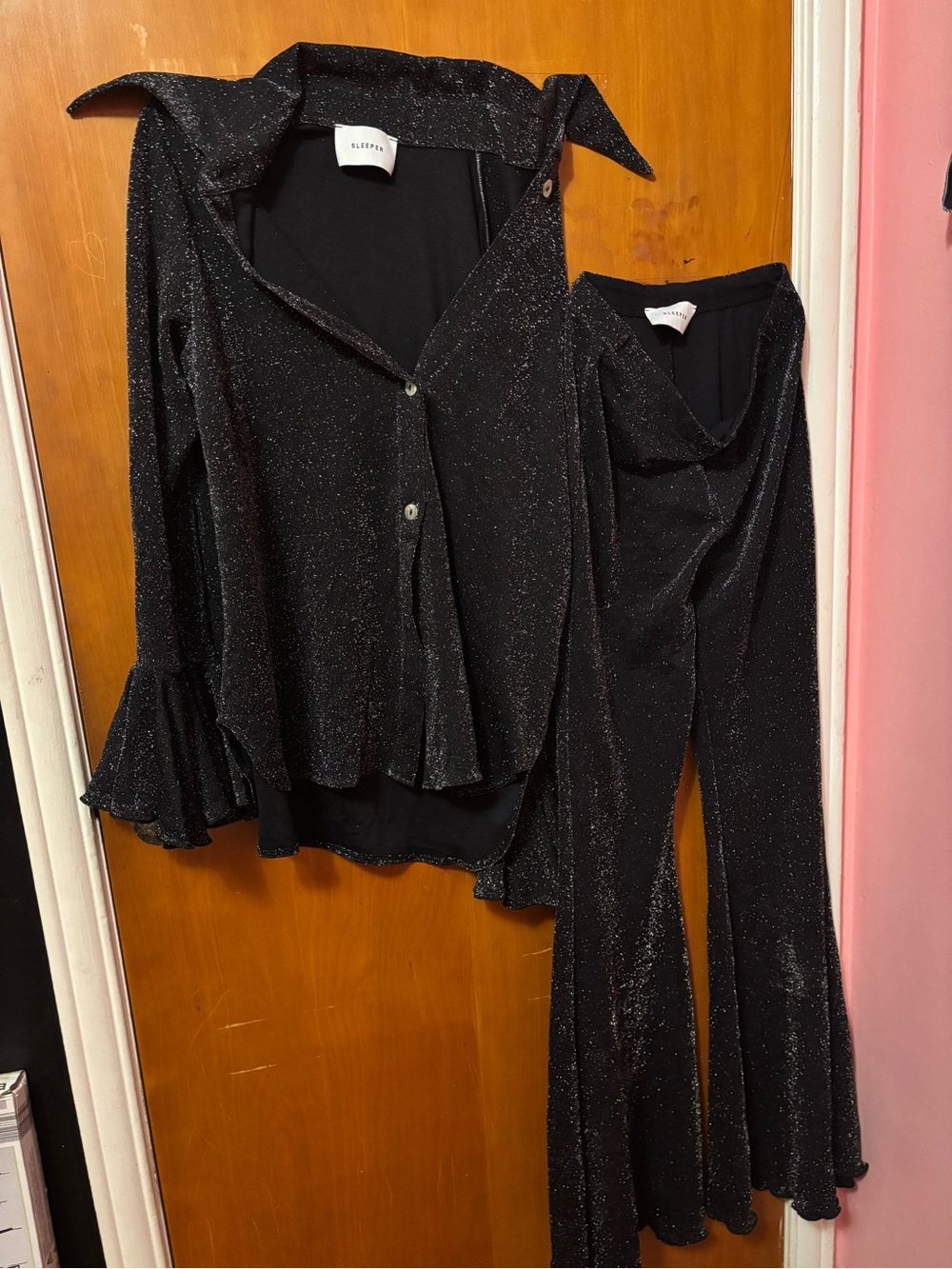 Sleeper Black Sparkle Flare Pants